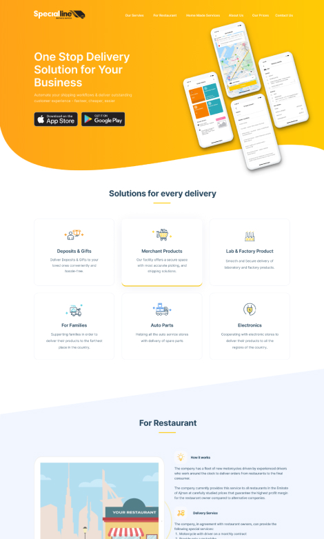 App Landing Website - Delivery Platform